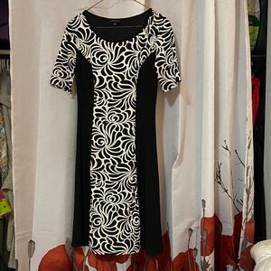 Sami & Jo Black and White Swirl Midi Dress